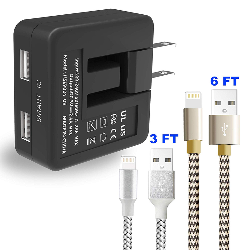 Illustration for article titled (Up To 45% Off) Phone Charger,Sngg Rapid Dual USB Port Wall Charger + Extra 2Pack iPhone Charging Cable at only $7.53 with free shipping